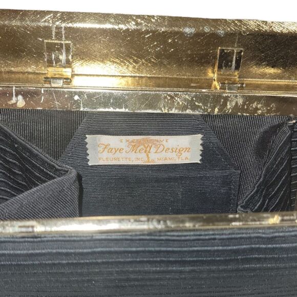 Vintage 1960s Faye Mell Design Fleurette, Inc Black Eveing Bag Cluch - Picture 8 of 16